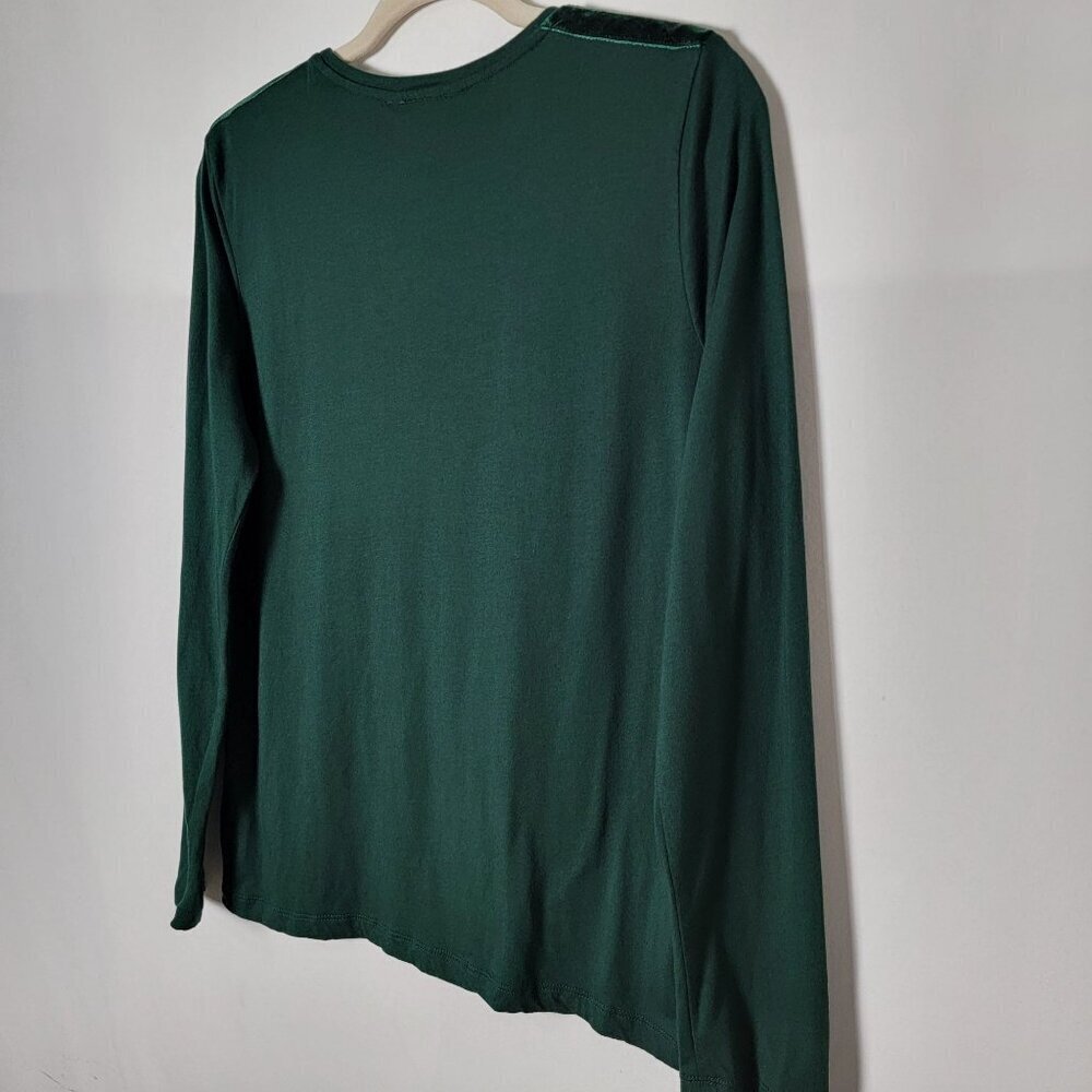 Lauren Ralph Lauren Womens Green Velvet Accents Long Sleeve Top Large - Picture 7 of 10